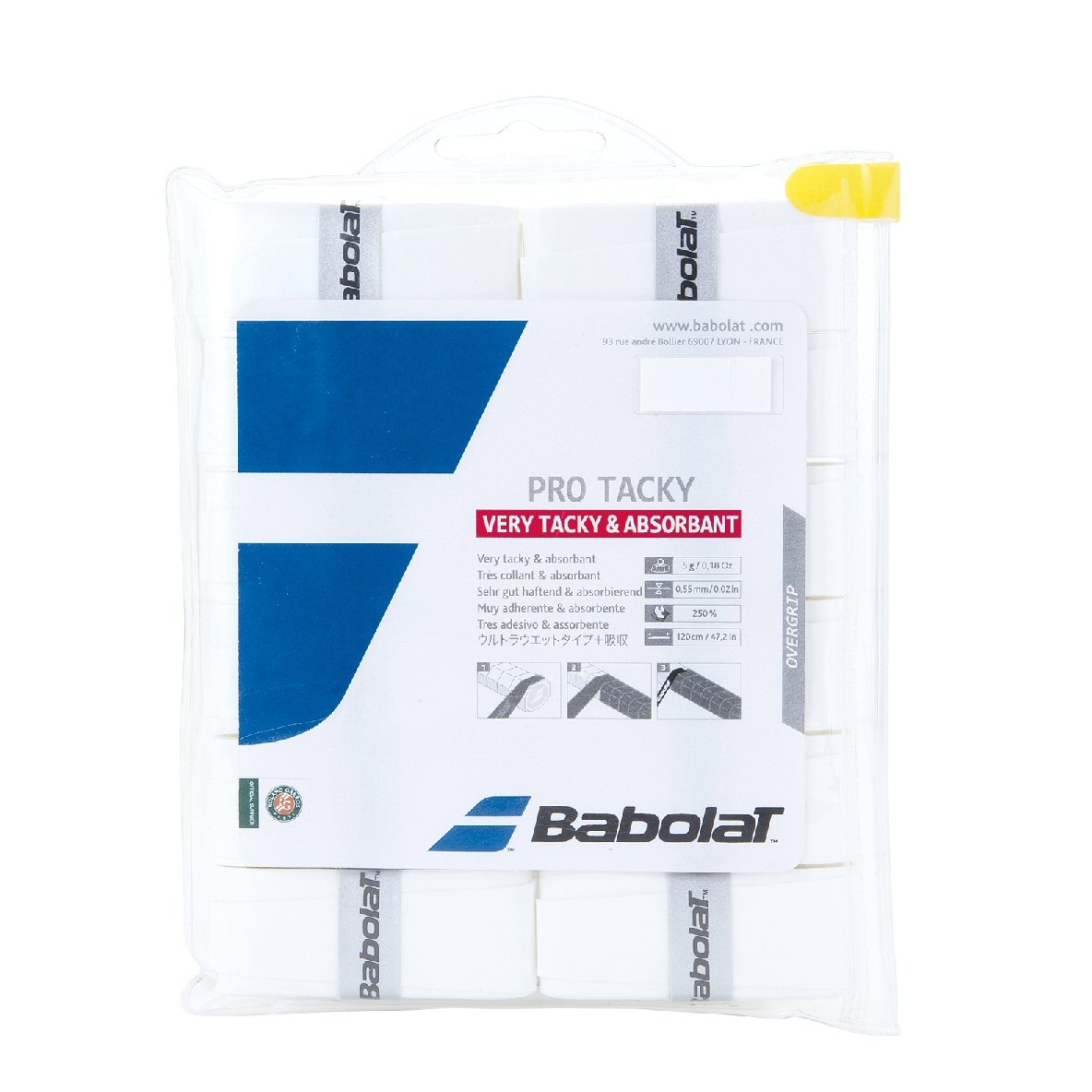 TennWa-Tipp! Babolat 10er Pack Babolat Pro Tour Grip weiß das Griffband der Profis 