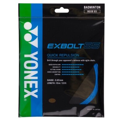 Besaitung mit Badmintonsaite Yonex Exbolt 65 blau