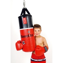 Bandito Boxsack-Set Junior mit Boxhandschuhe (für Kinder von 6 bis 15 Jahren) - schwarz/rot