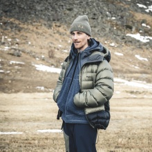 Bergans Winter-Daunenjacke Vaagaa Allround Down Hood (windabweisend, Primaloft® Black-Isolierung, sehr warm) grün Herren