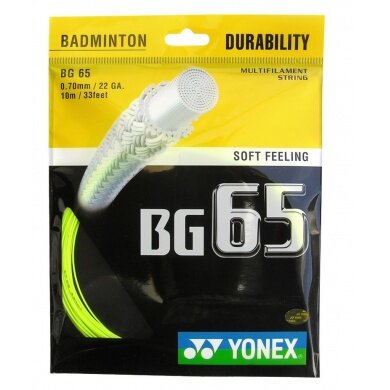 Besaitung mit Badmintonsaite Yonex BG65 gelb