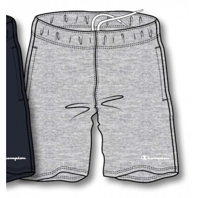 Champion Freizeithose Bermuda(Baumwolle) kurz Logo Schriftzug klein grau Herren