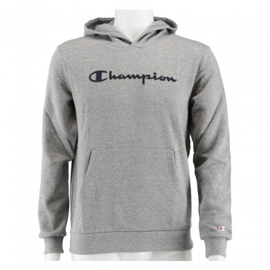 Champion Kapuzenpullover Hoodie Big Logo Print (gefüttert) hellgrau Kinder