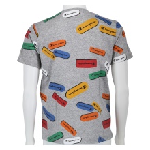 Champion Freizeit Tshirt (Baumwolle) Allover Logo-Print grau Kinder