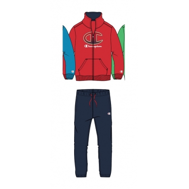 Champion Trainingsanzug Logo (Jacke&Hose aus Baumwolle) rot/navyblau Kinder