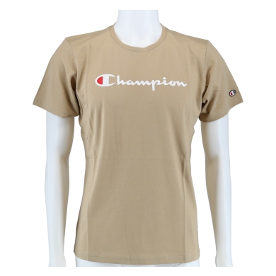 Champion Freizeit-Tshirt (Baumwolle) Crew mit Logo-Schriftzug beige Kinder