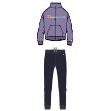 Champion Trainingsanzug (Jacke&Hose aus Baumwolle) Big Logo-Print violett/navyblau Mädchen
