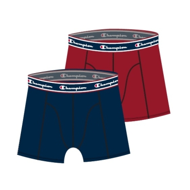 Champion Boxershort (Baumwolle) Unterwäsche mit blauem Bund navyblau/rot Herren - 2er Pack