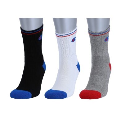 Champion Tennissocken (Baumwolle) Crew schwarz/weiss/grau Herren - 3 Paar