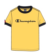 Champion Freizeit-Tshirt (Baumwolle) Crew Ringer mit Logo-Schriftzug 2023 gelb Jungen
