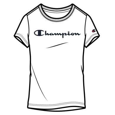 Champion Freizeit-Tshirt (Baumwolle) Classic Big Logo Schriftzug weiss Mädchen