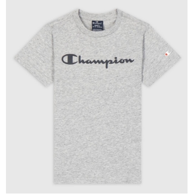 Champion Freizeit-Tshirt (Baumwolle) Crew mit Logo-Schriftzug 2023 hellgrau Jungen