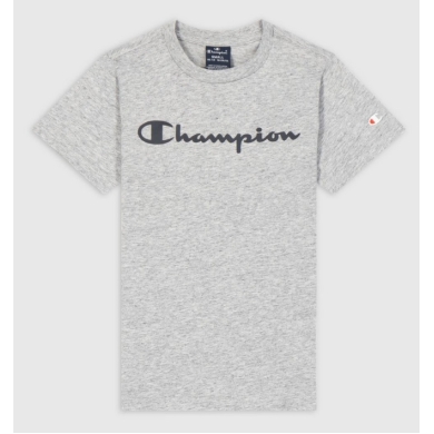 Champion Freizeit-Tshirt (Baumwolle) Crew mit Logo-Schriftzug hellgrau Jungen