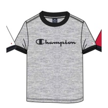 Champion Freizeit-Tshirt (Baumwolle) Crew Ringer mit Logo-Schriftzug hellgrau Kinder