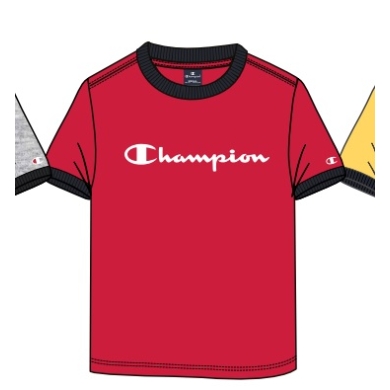 Champion Freizeit-Tshirt (Baumwolle) Crew Ringer mit Logo-Schriftzug 2023 rot Jungen