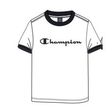 Champion Freizeit-Tshirt (Baumwolle) Crew Ringer mit Logo-Schriftzug 2023 weiss Jungen