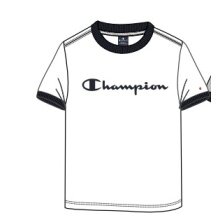 Champion Freizeit-Tshirt (Baumwolle) Crew Ringer mit Logo-Schriftzug weiss Kinder