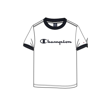 Champion Freizeit-Tshirt (Baumwolle) Crew Ringer mit Logo-Schriftzug weiss Kinder