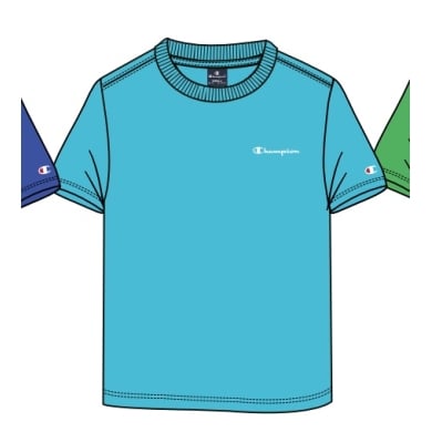 Champion Freizeit-Tshirt (Baumwolle) Crew mit Kleinen-Logo-Schriftzug 2023 hellblau Jungen