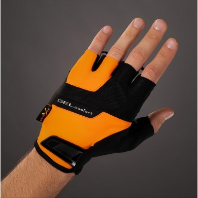 Chiba Fahrrad-Handschuhe Gel Comfort schwarz/orange - 1 Paar