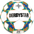 Derbystar Fussball Atmos Light AG (ideal für E- und D-Jugend, Kunstrasenball, 350g) weiss/blau/orange - 1 Ball