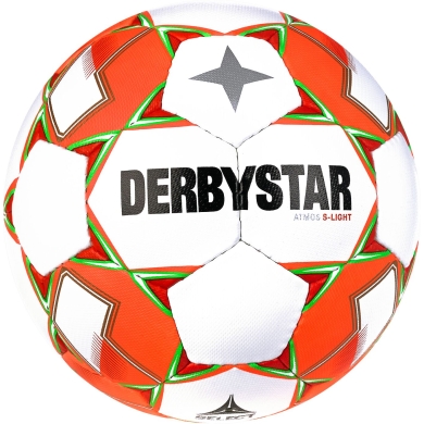 Derbystar Fussball Atmos S-Light AG (ideal für F- und E-Jugend, Kunstrasenball, 290g) weiss/orange - 1 Ball