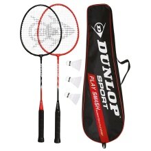 Dunlop Badminton/Federball-Set Play Smash (2x Schläger, 3x Bälle, 1x Hülle)