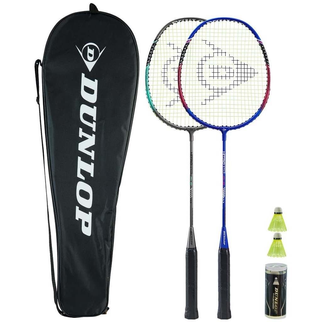 Dunlop Badminton/FederballSet Nitro Star AX 10 (2x Schläger, 2x Bälle