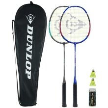 Dunlop Badminton/Federball-Set Nitro Star AX 10 (2x Schläger, 2x Bälle, 1x Tragetasche) - 2 Spieler