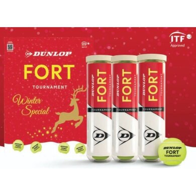 Dunlop Tennisbälle Fort Tournament XMAS Aktion Dose 3x4er