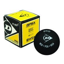 Dunlop Squashball Pro (2 gelbe Punkte, Speed sehr langsam) schwarz - 1 Ball