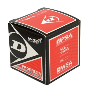Dunlop Squashball Progress schwarz (roter Punkt, Speed mittel) - 1 Stück