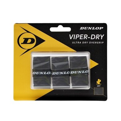 Dunlop Overgrip Viper Dry 0.6mm (ultra trocken und haltbar) schwarz - 3 Stück