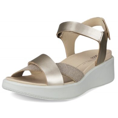 ECCO Sandale Flowt (Vollnarb und Nubukleder) gold/weiss Damen