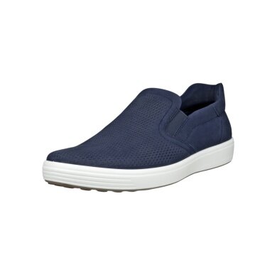 ECCO Sneaker Soft 7 Easy Slip (Premium-Leder) navyblau Herren