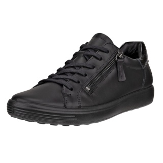 ECCO Sneaker Soft 7 Side Zip Lace (Premium-Vollnarbenleder) schwarz Damen