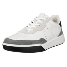 ECCO Sneaker Street Court Lea (Premium Leder) weiss/grau/schwarz Herren