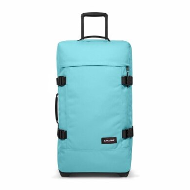 Eastpak Travel-Reisetasche Tranverz M Waterfall Blue (78 Liter) mit Rollen hellblau