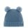 Eisbär Wintermütze (Pompon) Ponti - mit Wollpompon als Ohren - stahlblau - Kinder