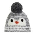 Eisbär Wintermütze (Pompon) Rico - mit Pinguinmotiv - weiss/grau - Kinder