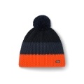 Eisbär Wintermütze Star mit Bommel (Pompon) orange/navyblau/schwarz - 1 Stück