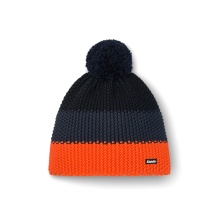 Eisbär Wintermütze Star mit Bommel (Pompon) orange/navyblau/schwarz - 1 Stück
