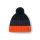 Eisbär Wintermütze Star mit Bommel (Pompon) orange/navyblau/schwarz - 1 Stück