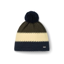 Eisbär Wintermütze Star mit Bommel (Pompon) navyblau/olivegrün - 1 Stück