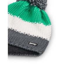 Eisbär Wintermütze Star mit Bommel (Pompon) grau/weiss/mintgrün - 1 Stück