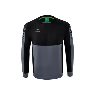 Erima Sport-Langarmshirt Six Wings Sweatshirt (Baumwollmix, funktionell) grau/schwarz Herren