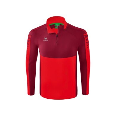 Erima Sport-Langarmshirt Six Wings Trainingstop (100% Polyester, Stehkragen, 1/2 Zip) rot/bordeaux Jungen