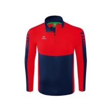 Erima Sport-Langarmshirt Six Wings Trainingstop (100% Polyester, Stehkragen, 1/2 Zip) navyblau/rot Jungen