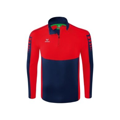 Erima Sport-Langarmshirt Six Wings Trainingstop (100% Polyester, Stehkragen, 1/2 Zip) navyblau/rot Jungen