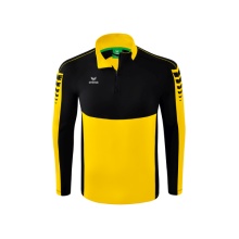 Erima Sport-Langarmshirt Six Wings Trainingstop (100% Polyester, Stehkragen, 1/2 Zip) gelb/schwarz Herren